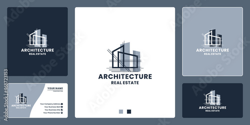 building architecture logo design for real estate construction and contractor