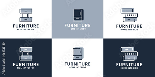 set of interior furniture property logo design