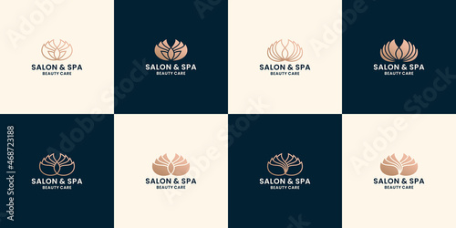 set of beauty feminine lotus spa logo design for salon and spa health care