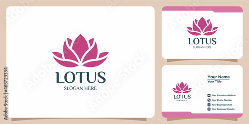 set of lotus flower logos and business cards