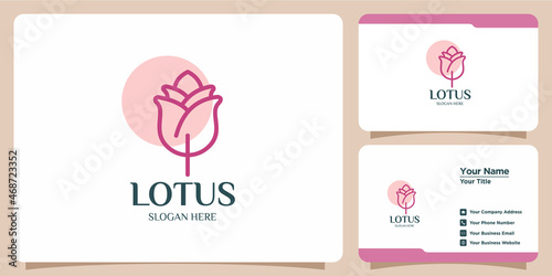 set of lotus flower logos and business cards