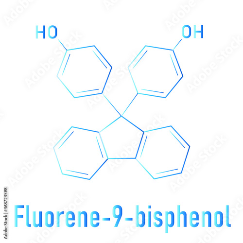 Fluorene-9-bisphenol BHPF molecule. Used as alternative to bisphenol A BPA but found to be endocrine disruptor as well. Skeletal formula. Vector illustration