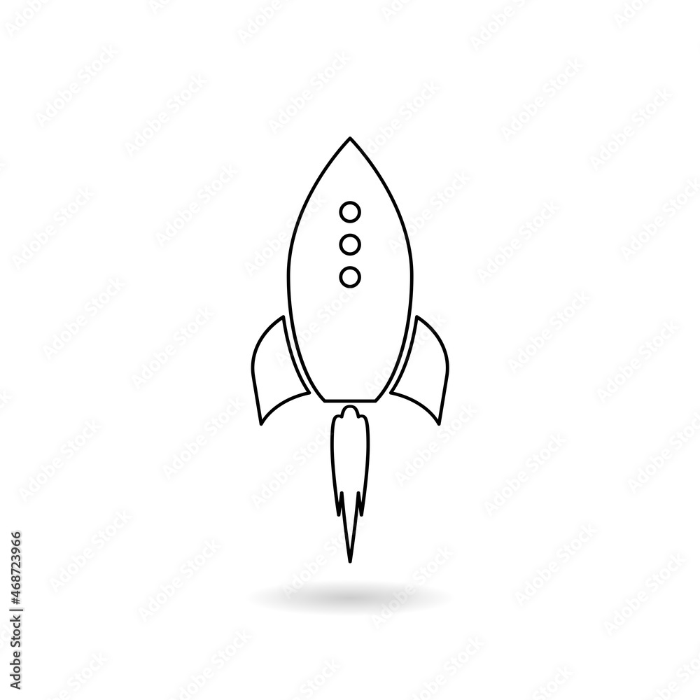 Rocket icon with shadow isolated on white background Rocket icon with shadow isolated on white background