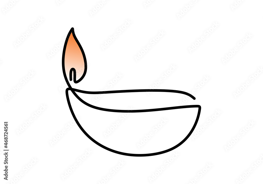Happy Diwali Day banner with one line drawing oil lamp Happy Diwali Day banner with one line drawing oil lamp