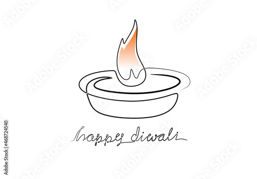 Burning fire candle in continuous one line drawing