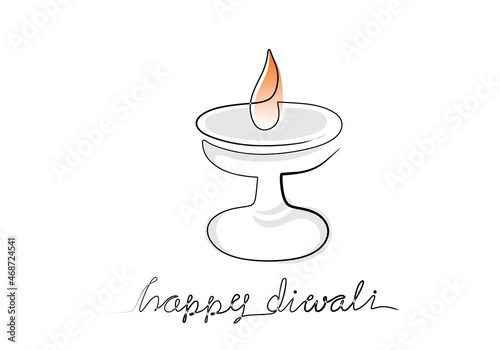Burning fire candle in continuous one line drawing