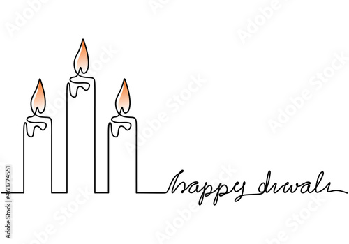 Burning fire candle in continuous one line drawing