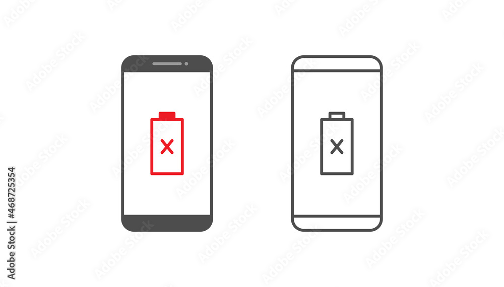 Smartphone and battery notification vector design on white background Smartphone and battery notification vector design on white background