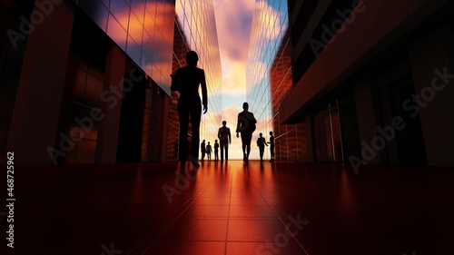 Group of business people walking forward - 3D illustration