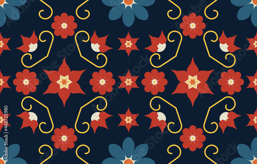 Geometric ethnic pattern Floral embroidery design for background, wallpaper, clothing and wrapping.