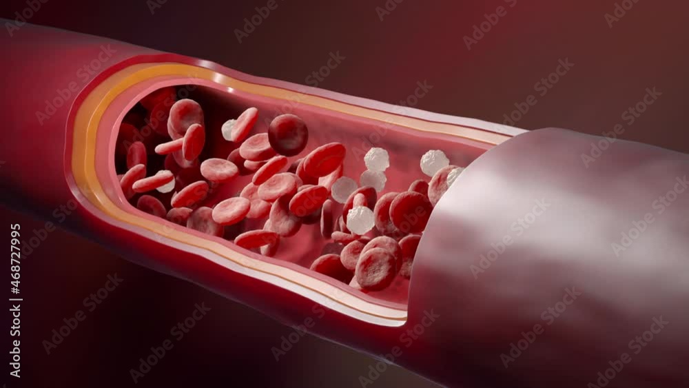 Red and white blood cells in the vein. 3D animation Stock Video | Adobe ...