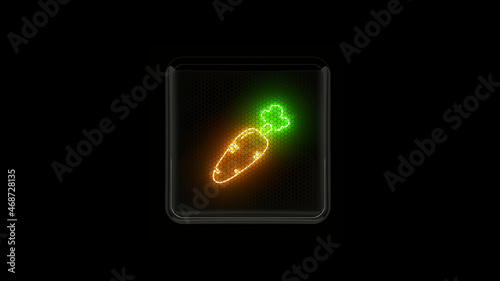 Carrot. Carrot symbol. Nixie tube indicator. Gas discharge indicators and lamps. 3D. 3D Rendering
