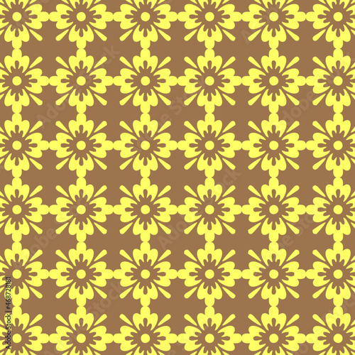 Abstract floral pattern. Beige and yellow vector background. Geometric leaf decoration. Graphic modern pattern