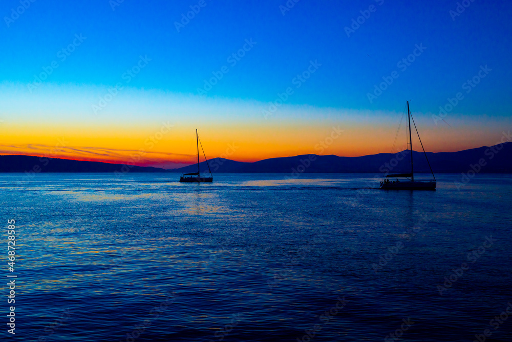 sailboat at sunset