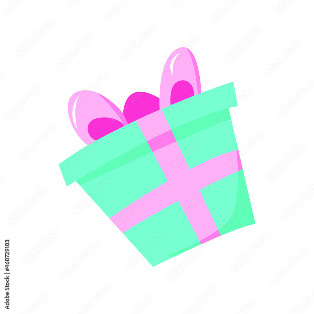 Fototapeta premium Vector illustration of gift box with bow isolated on white background. Clip art.