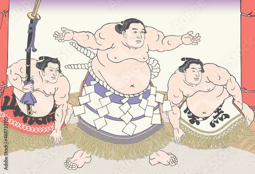 相撲絵　不知火諾右衛門　土俵入図　浮世絵　歌川国貞 