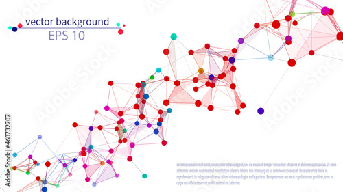 Network or connection. Abstract white background of new technologies. Data transfer. 3D vector illustration.