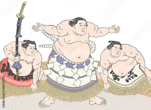 相撲絵　不知火諾右衛門　土俵入図　浮世絵　歌川国貞 