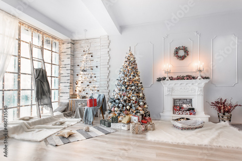 Winter home interior of modern studio