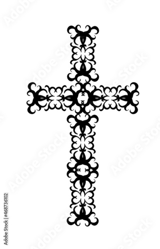 Ornate Christian Cross . Vector illustration