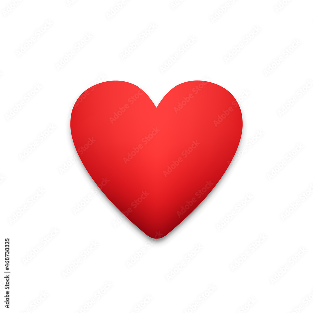 Red heart icon with shadow on white background Red heart icon with shadow on white background