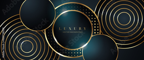 Luxury blue background vector. Abstract dark blue and golden lines with glow effect. Modern style wallpaper for Chinese New Year, ads, sale banner, business presentation and packaging design.