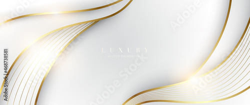 Luxury gold background vector. Abstract white and golden lines background with glow effect. Modern style wallpaper for poster, ads, sale banner, business presentation and packaging design.