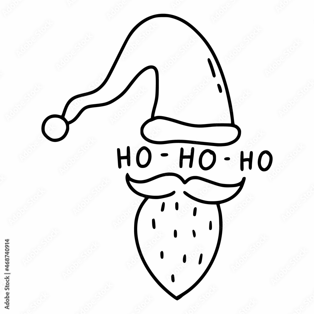 Santa Claus and inscription ho ho ho. Vector illustration in doodle style. Design element for new year and Christmas. Santa Claus and inscription ho ho ho. Vector illustration in doodle style. Design element for new year and Christmas.
