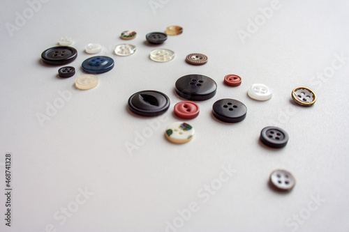 Collection of various buttons isolated on white background