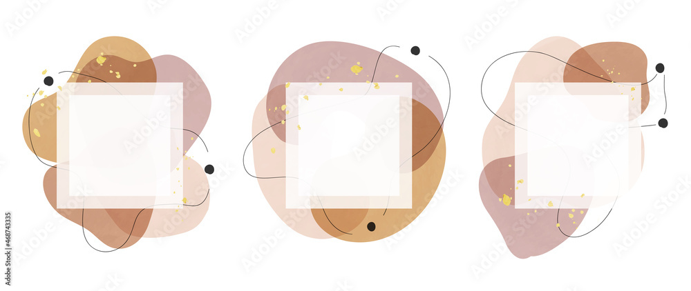 Abstract watercolor frame background vector.  Modern art with gold foil, Gold glitter and watercolor brush strokes. Vector illustration.