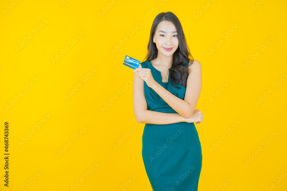 Portrait beautiful young asian woman smile with credit card Portrait beautiful young asian woman smile with credit card