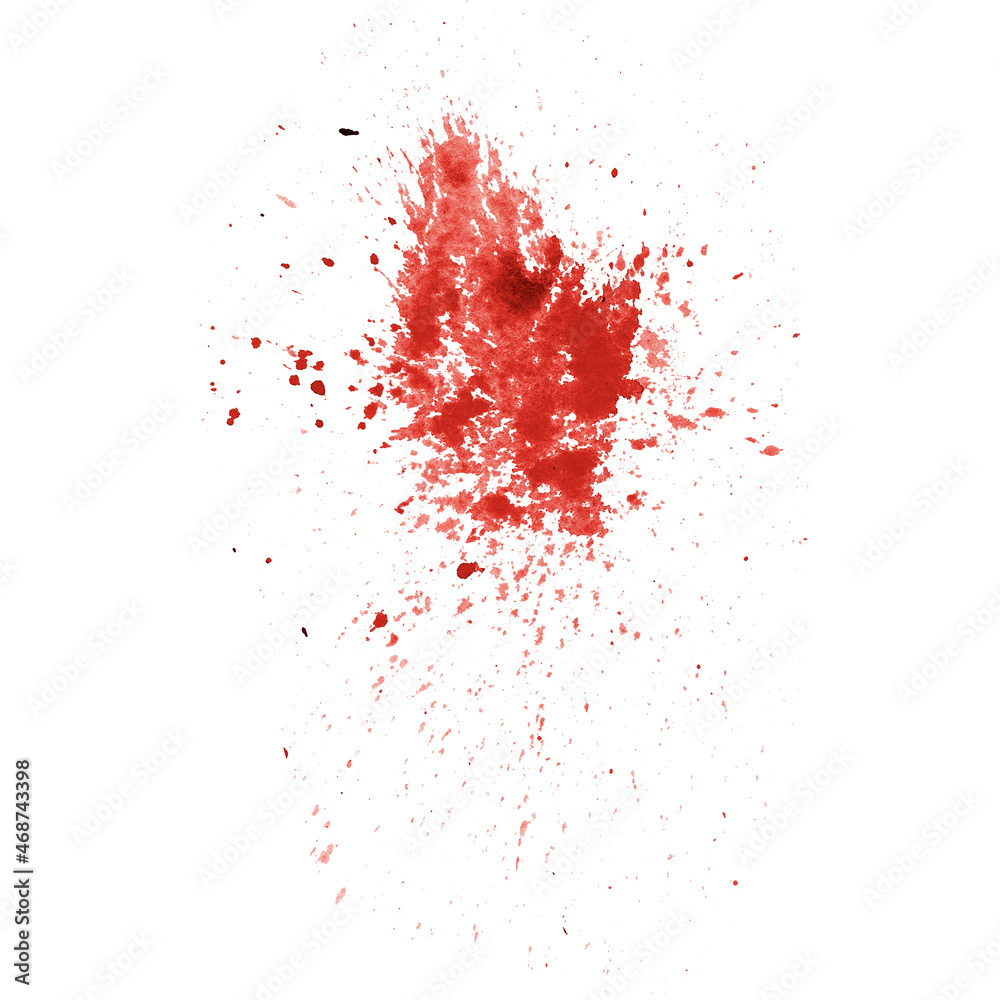 Hand drawn spray stains watercolor background. Abstract red drops, blob, splashes