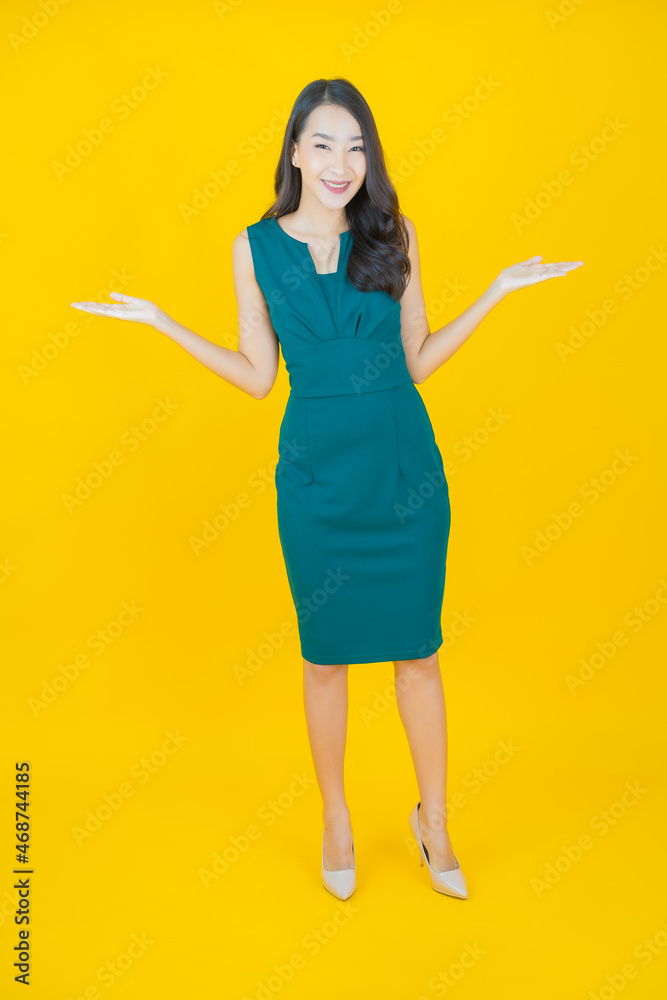 Portrait beautiful young asian woman smile with action