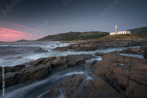 Lonely lighthouse in Carnota, Galicia, Spain