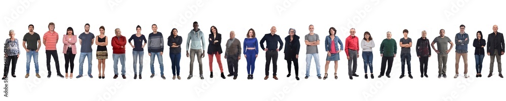large group of a people on white background