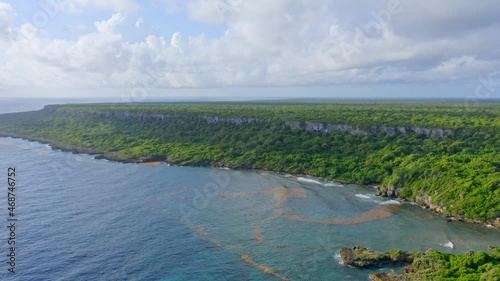 Drone flight reveals plateau and verdant tropical jungle of Cotubanama NP, Dominican Republic photo