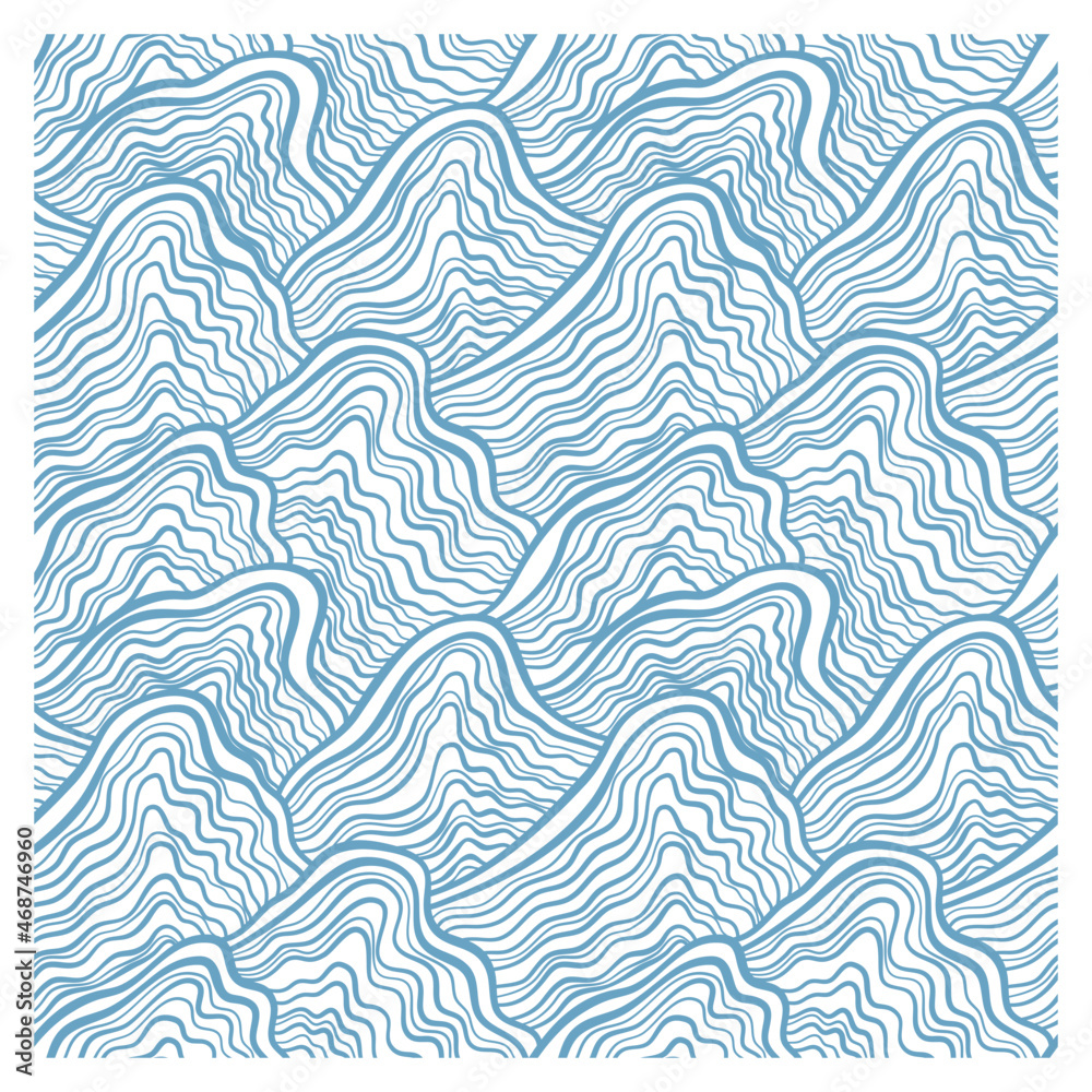 Seamless pattern with stormy waves. Design for backdrops with sea, rivers or water texture.