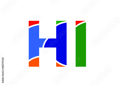 HI letter logo and icon design template