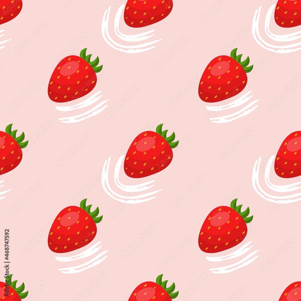 Seamless pattern with strawberries on a pink background. Brush stroke elements, grunge texture. Seamless pattern with strawberries on a pink background. Brush stroke elements, grunge texture.