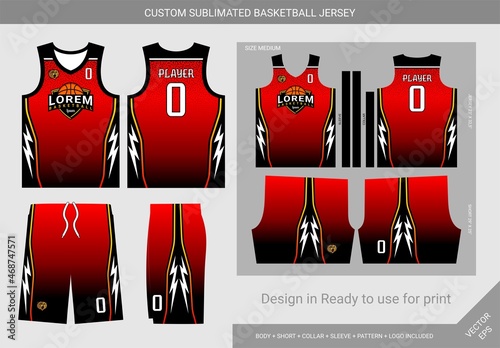 thunder black and red basketball jersey template
