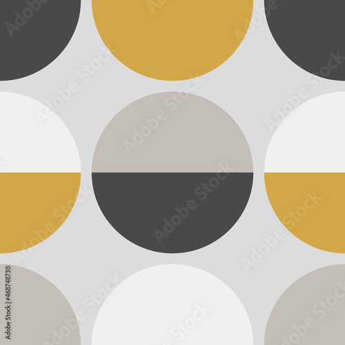 Cute Scandinavian geometric seamless pattern with half circles in neutral colors