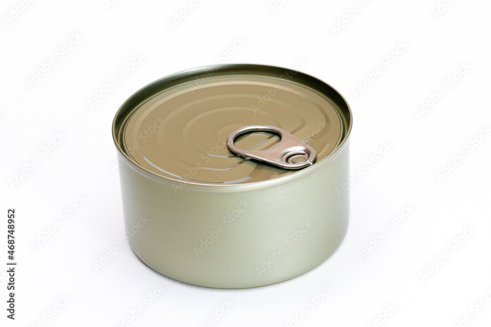 Unopened Tin Can with Blank Edge on White Background. Canned Food. Aluminum Can for Safe and Long Term Storage of Food. Steel Sealed Food Storage Container Unopened Tin Can with Blank Edge on White Background. Canned Food. Aluminum Can for Safe and Long Term Storage of Food. Steel Sealed Food Storage Container