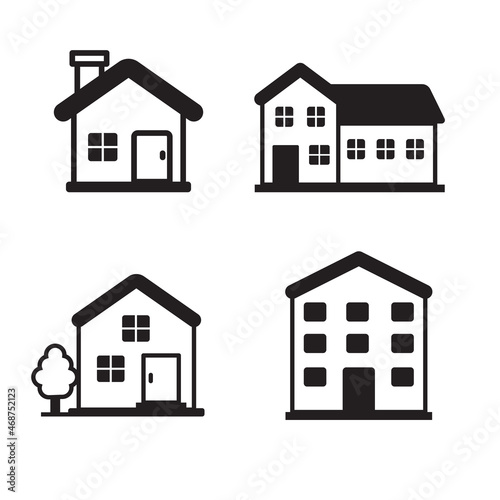 Set of house icon with black color isolated on white background. Simple house vector illustrations © Muhamad