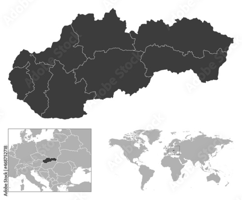 Slovakia - detailed country outline and location on world map.