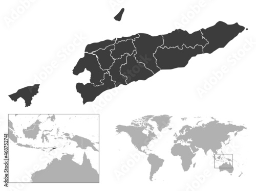 East Timor - detailed country outline and location on world map.
