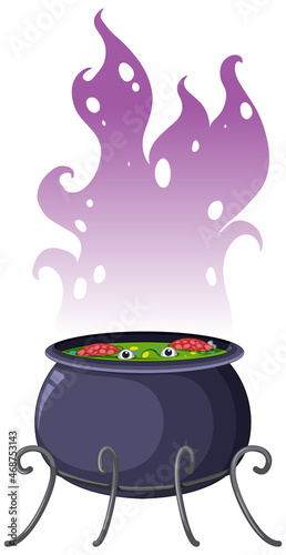 Witch potion pot with purple smoke