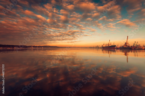 Beautiful view of aquatory of the port of Klaipeda, Lithuania photo