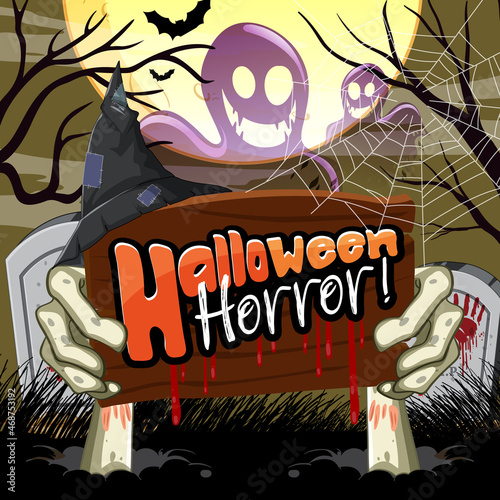 Happy Halloween background with Halloween Horror banner