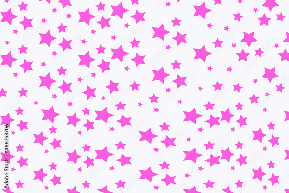 Pink stars of different sizes isolated on a white background,flat illustration