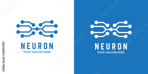 neuron logo, connected network icon, electronic line logo illustration for technology companies and brands